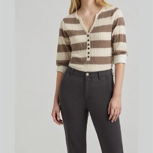 Kaisely Striped Brown and White Women's Sweater